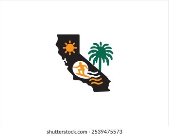 Diseño de logotipo de California, Vector, ícono, ilustración y diseño de Plantilla aislado .