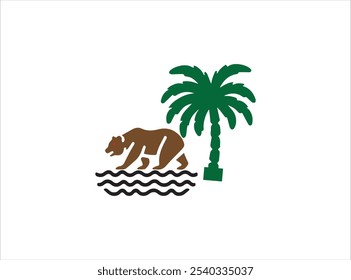 California logo design , vector , icon , illustration with flag, tree ,map and others .