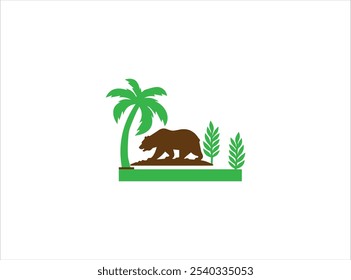 California logo design , vector , icon , illustration with flag, tree ,map and others .