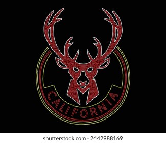 California Logo Vector Rhinestone t-shirt design