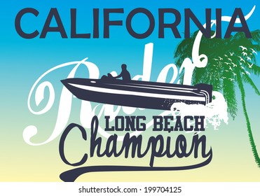 california long beach and boat vector art