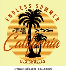 California long beach, superior surfer, endless summer typography, t-shirt graphics, vectors