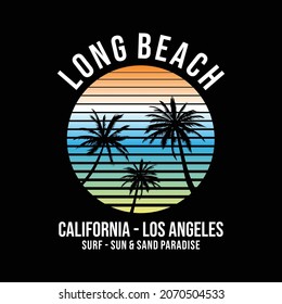 California long beach typography graphic t shirt design vector