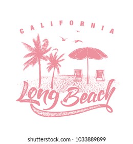 California Long beach typography for t-shirt print , vector illustration