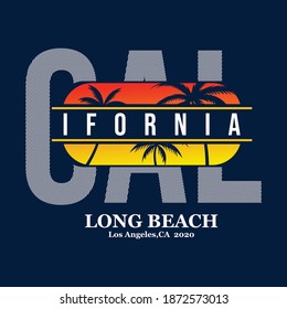 California Long Beach - vector illustration in vintage graphic style for t-shirt and other print production.