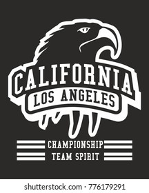 California Los Angeles Athletic College Academy, Eagle head printing , embroidery graphic design vector art artwork