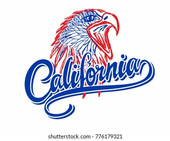 California Los Angeles Athletic College Academy, Eagle head printing , embroidery graphic design vector art artwork