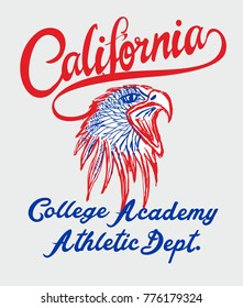 California Los Angeles Athletic College Academy, Eagle head printing , embroidery graphic design vector art artwork