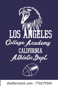 California Los Angeles Athletic College Academy, Eagle head printing , embroidery graphic design vector art artwork