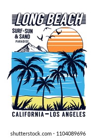 California, Los Angeles Beach theme vector illustrations, for t-shirt and other uses.