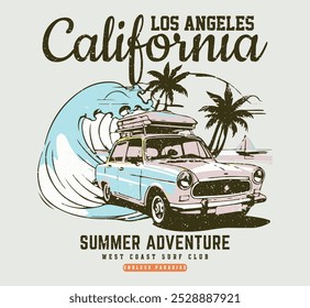 california los angeles ca la vetor palm tree palm island slogan para t-shirt, projeto de impressão de verão de praia da califórnia com tipografia, aventura de verão t shirt, projeto de impressão de vibes de verão. 