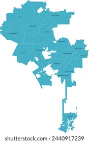 California Los Angeles City Map with Council Districts