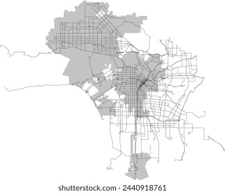 California Los Angeles City Map with Metro Bus Lines