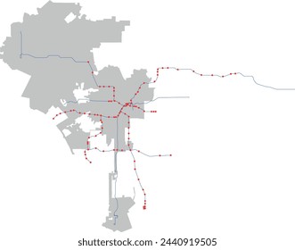 California Los Angeles City Map with MTA Metro Lines and Stops