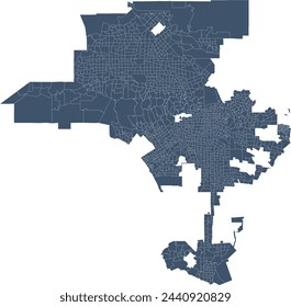 California Los Angeles City Map with Precinct Boundaries