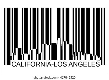 California Los Angeles city silhouette  barcode. isolated on white