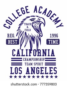California Los Angeles College Academy  American Football ball, American Tattoo tribal Eagle Embroidery and printing graphic design vector artwork