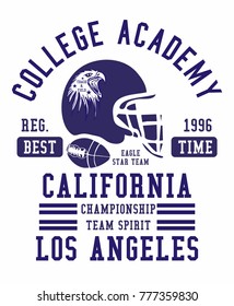 California Los Angeles College Academy  American Football ball, American Tattoo tribal Eagle Embroidery and printing graphic design vector artwork