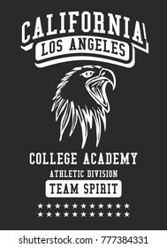 California Los Angeles College Academy style Embroidery and printing graphic design vector artwork