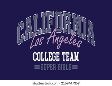 California Los Angeles College Team, Slogan, Vektorgrafik für T-Shirt und andere Verwendungszwecke