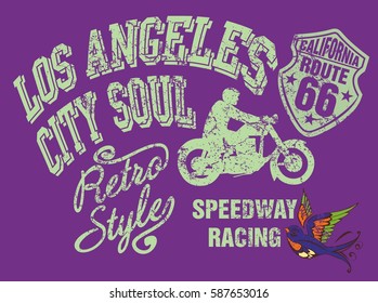 California Los Angeles motorcycle  graphic design vector art