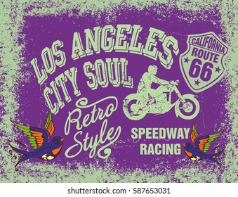 California Los Angeles motorcycle  graphic design vector art