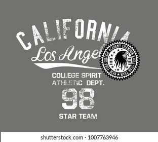 California Los Angeles and new york College style printing and embroidery graphic design vector art