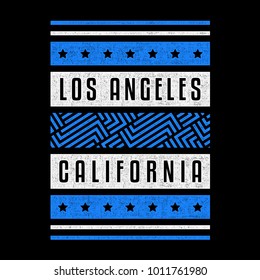 California. Los Angeles. Retro colorful grunge print. Vintage poster.