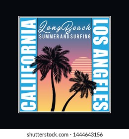California Los Angeles slogan t-shirt. palm vector and typography