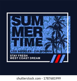 California, Los Angeles Summer Time vector illustration for t-shirt and other uses.