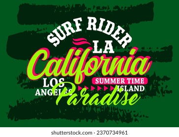 California Los Angeles surf rider paradise typeface vintage college, typography, for t-shirt, posters, labels, etc.