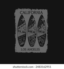 California Los angeles surf wave typography beach surf board graphic design