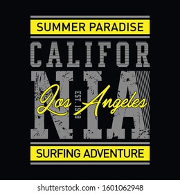 California los angeles surfing typography t shirt vector illustration