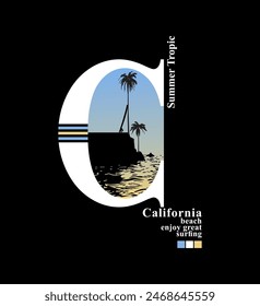  California, Los Angeles ,surfing, typography for t-shirt print , vector illustration