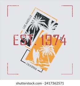 California, Los Angeles t-shirt design. T shirt print design with palm tree. typography style and tropical palm tree for tee print, apparel and clothing
