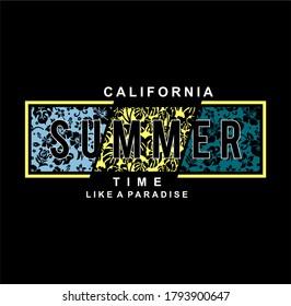 California, Los Angeles typography. T-shirt graphics with tropic palms. Vector