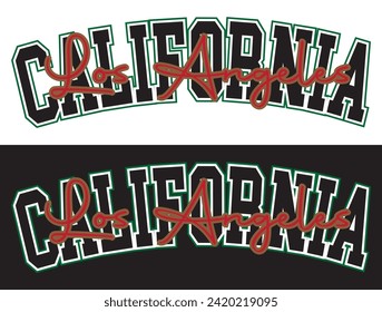 California Los Angeles Varsity Typography, CA Flag Color Theme