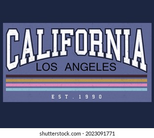 California los angeles vector t shirt design. Summer vibes retro artwork for sticker patch and others. 