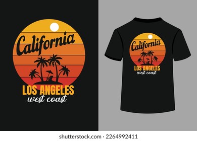 Diseño de camisetas de la costa oeste de California Los Angeles. Este es un archivo vector editable e imprimible