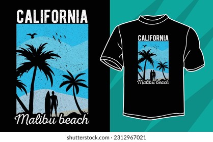 california Malibu beach  t shirt design