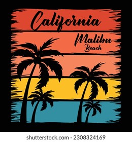  California Malibu Beach T-Shirt Design, Summer T-Shirt Design, Beach T shirt Design.