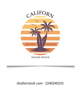 California Malibu Beach t-shirt logo design