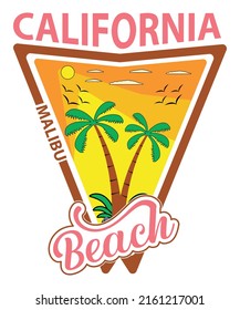 California Malibu Beach Vector T-Shirt Design