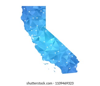 California Map - Abstract geometric rumpled triangular low poly style gradient graphic on white background , line dots polygonal design for your . Vector illustration eps 10.