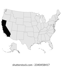 California map with black color outline. Map of California.	USA map. 