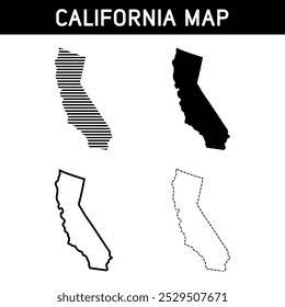 California Map Black Transparent Isolated Variations. vector template