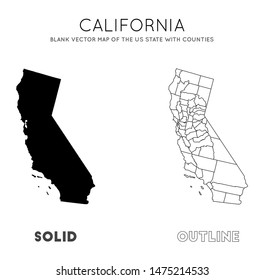 California map. Blank vector map of the US State with counties. Borders of California for your infographic. Vector illustration.