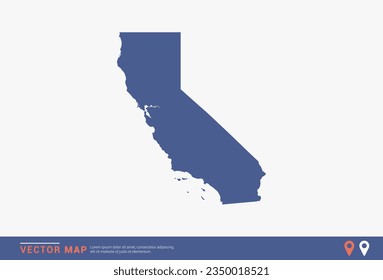 California Map - blauer abstrakter Stil einzeln auf weißem Hintergrund für Infografik, Design-Vektorgrafik.