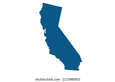 CALIFORNIA Map blue Color on White Backgound