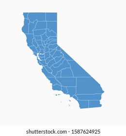 California Map Blue Color. USA State California Map Icon. California Vector Modern Map. Vector Illustration EPS10